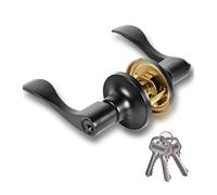 Ptasccne Door Handles Matte Black Wave-Shaped Door Handle Lock, Suitable for bedrooms, bathrooms and Entrance Doors, Made of high-Strength zinc Alloy.