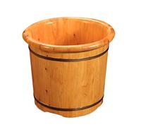 PTATT - Foot bath barrel with wheels, solid wood hot tub with lid, thick tub for home, handmade, pedicure bathtub, deep bath barrel set B