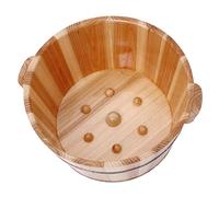 PTATT - Solid Wood Foot Basin Cube with Massage Fixed Beads Handmade Pedicure Foot Bath Massage Spa Sauna Soaking A-21cm