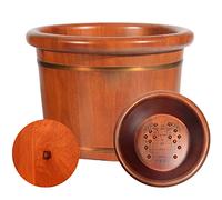 PTATT - Wooden Foot Spa Bucket Foot Cube Pedicure Spa Massage Wooden Bathtub with Lid and Shiatsu Fixed Massage Board C-30cm