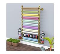 PTBMSE Floor Standing Display Stand,Large Capacity Ribbon Wrapping Paper Rack Holder Wall Mount, Modern Metal Muti-Layer Display Stand With Removable Cross Rods, Space Saver，Gold-120cm/47.2in wide