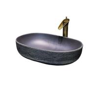 PTBMSE Vessel Sink Ceramic Retro Antique Art Hand Basin Countertop Household Wash Sink,