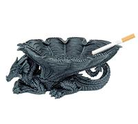 PTC 8.25 Inch Dragon Shaped Figurine Hand Painted Resin Ashtray, Blue