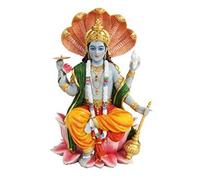 Sedata Statue Vishnu with Lotus 8 Inch Mythological Indian Hindu God Figurine