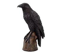 PTC Black Raven Bird on Stump Statue Cold Cast Resin Figurine