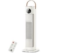 PTC Ceramic Tower Heater 2000W - Oscillating Fan Heater with Thermostat 16-35°C,12 Hour Timer (Schedule Off) Remote, Tip-Over & Overheat Protection, LED Display - BS Plug - White by Houszy