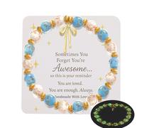 ptcrut Bow Charm Bracelet, Firefly Glass Beaded Glow In The Dark Bracelet, You're Awesome Bracelet For Women Inspirational Gifts On Graduation Christmas Valentines Birthday, Glass, Cubic Zirconia