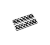 PTDecals 1 Pair The Union Jack Car Sticker Black Silver Grey England Flag 3D Emblem UK GB Flag Badge 58mm*14mm Graphic Decals for Racing Car Skirts Side