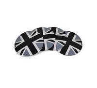 PTDecals 4x 56.5mm Size England Flag Wheel Center Hub Caps Emblem Aluminum 3D Domed Sticker Black White UK Flag Graphic Decals Badge For Vehicle Motor Auto Car Wheel Center Hub Caps