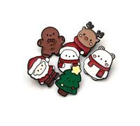 PTDecals 6PCS Christmas Santa Claus Christmas Tree Small Deer Snowman Bear Brooch Pins For Clothes Bag Christmas Decoration