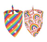 PTDECOR Rainbow Dog Bandanas Pride Day, Multi Size,“Love is Love” Pet Scarf Reversible Triangle LGBT+ Rainbow Bandanas for Medium Large Dogs Pets (Large)
