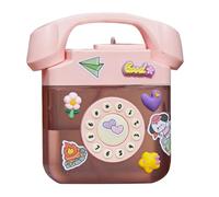 Ptdfjspt Creatives Retro Telephone Shape Water Bottle with Adjustable Shoulder Strap, Drinking Bottles with 3D Sticker Easy to Use (Pink)