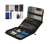 Ptdfjspt Professional Color Pencil Set for Drawing and Sketch with 72Pcs Color Pencil Charcoal Rod Tool Zipper Canvas Easy to Use 29.5 X 21 X 4cm