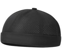 PTDTSHOU Mens Breathable Mesh Brimless Hat,No Brim Summer Docker Beanie Cap Lightweight, Black, One size