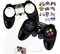 PTECDROTS 20Pcs Video Game Birthday Invitations Sets with Envelopes Black Gamer Party Favors for Boys Birthday Party Gaming Party Decorations, 17 x 12cm
