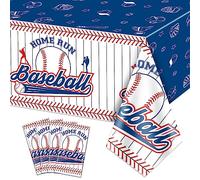 PTECDROTS 4 Pcs Baseball Tablecloths, Plastic Baseball Table Covers Rectangular Table Cloth for Baseball Themed Party Supplies Sports Event Birthday Party Decorations, 51x86 Inch