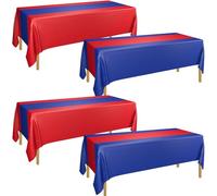 PTECDROTS 4 Pcs Blue and Red Tablecloth Table Runner Waterproof Disposable Rectangle Table Cover for Birthday Graduation Party Red and Blue Party Decorations, 130 x 220cm
