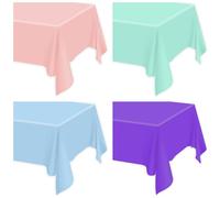 PTECDROTS 4 Pcs Mermaid Tablecloths, Assorted Color Tablecloths, Blue Purple Pink Rectangle Table Covers for Wedding Ocean Under the Sea Baby Shower Mermaid Party Supplies, 130 x 220cm