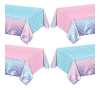 PTECDROTS 4 Pcs Mermaid Tablecloths, Rectangular Mermaid Table Covers, Disposable Mermaid Table Cloths for Girls Parties Under The Sea Baby Shower Mermaid Party Supplies, 130 x 220cm