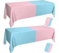 PTECDROTS 4Pcs Gender Reveal Table Cloths - Gender Reveal Table Decorations Assorted Color Tablecloths Rectangular Pink and Blue Tablecloth for Boy or Girl Gender Reveal Party Supplies, 130 x 220cm