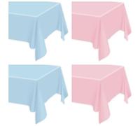 PTECDROTS 4Pcs Gender Reveal Table Cloths - Rectangular Pink and Blue Tablecloths for Gender Reveal Decorations, Boy or Girl Party Supplies, 130x220cm