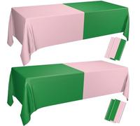 PTECDROTS 4Pcs Green and Pink Tablecloths Rectangular Pink Plastic Table Covers for Witch Birthday Decorations, 130 x 220cm