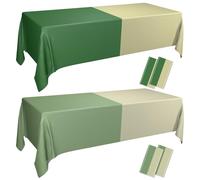 PTECDROTS 4Pcs Nude Sage Green Tablecloths Rectangle Tan Brown Table Cover Waterproof Table Cloth for Wedding Holiday Woodland Baby Shower Supplies, 54 x 86 Inch