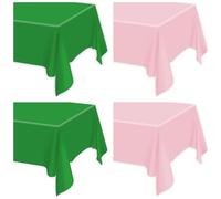 PTECDROTS 4Pcs Pink and Green Tablecloths Rectangular Green Pink Plastic Table Covers for Witch Cosplay Birthday Decorations, 130 x 220cm