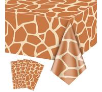 PTECDROTS 4Pcs Safari Animal Tablecloth, Rectangular Giraffe Print Table Cloths, Zoo Jungle Safari Giraffe Baby Shower Decorations, 130x220cm