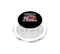 Pterodactyl Is Terrible Funny Dinosaur USA American Flag PopSockets PopGrip for MagSafe
