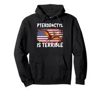 Pterodactyl Is Terrible Funny Dinosaur USA American Flag Pullover Hoodie