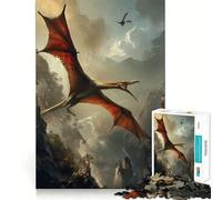 Pterodactyls Dinosaur Art 1000 Piece Jigsaws for Teenagers Puzzle Recall Boost Stress Free Smooth Cut Artistic Gift (38x52cm)