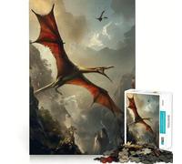 Pterodactyls Dinosaur Art 1000 Pieces Jigsaws Adults Puzzles Gifts Think Game Leisure Fun Quality Edge Lovely Present (50x75cm)