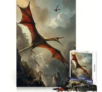Pterodactyls Dinosaur Art Jigsaw Puzzles for Adults1000 Pieces Recall Upgrade Peaceful Time Tight Cut Santa Wish List (38x26cm)