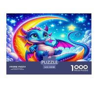 Pterosaur 1000 Pc Puzzle Game for Men Women - Baby Dragon Crescent Moon Cosmic Magical Dreamy The Whole Family Activity Educational Game Challenge52x38cm/1000pcs
