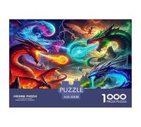 Pterosaur 1000 Pc Puzzle Game for Men Women - Cosmic Dragons Nebula Vibrant Dynamic Chaotic The Whole Family Activity Educational Game Challenge52x38cm/1000pcs