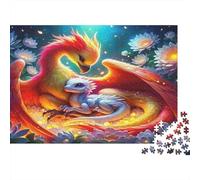 Pterosaur 1000 Piece Adult Jigsaws | Impossible Hard Challenging Puzzle Phoenix And Dragon in Fiery Scene Educational Decompression Game 38x26cm/1000pcs