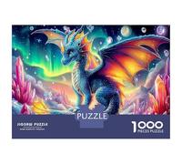Pterosaur 1000 Piece Dragon Neon Premium Cardstock Jigsaw Puzzle Set Adult Jigsaws Educational Challenge Fun Present Value Pack Wall Decoration 38x26cm/1000pcs