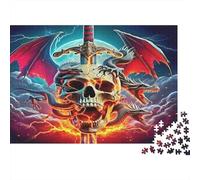 Pterosaur 1000 Piece Jigsaw Puzzle Premium Cardboard Seniors Adults Skull Dragons And Sword Cognitive Development Stress Relief Eco-Friendly Home Decoration Indoor Leisure Play 70x50cm/1000pcs