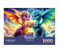 Pterosaur 1000 Piece Jigsaw Puzzle Two Dragons in Floral Garden Premium Eco Paper Puzzle with Smooth Cut, Relaxing Brain Game for Adults 38x26cm/1000pcs