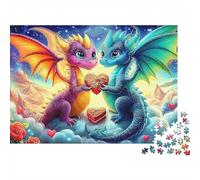 Pterosaur 1000 Piece Premium Cardstock Jigsaw Puzzles Set for Adults Kids 12+,Two Dragons,Stress Relief Mind Relaxation Puzzle Best Gift Idea 52x38cm/1000pcs