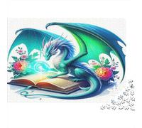 Pterosaur 1000 Piece Puzzle Book Glowing Gems Focus & Concentration Relaxing Thick Cardboard for Kids Ages 8+ 52x38cm/1000pcs