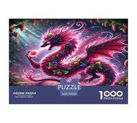 Pterosaur 1000 Piece Puzzle - Floral Dragon Vibrant Magical Lush Fantasy Puzzles for Adults Educational Game Jigsaw Puzzle Fun Present for Home70x50cm/1000pcs