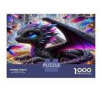 Pterosaur Colourful Black Dragon in Cosmic Scene 1000 Pcs Jigsaws for Adults The Impossible Challenge Fun Present 38x26cm/1000pcs