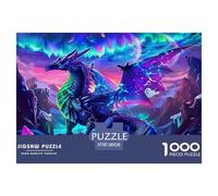 Pterosaur Impossible Hard Difficult 1000 Pieces Adult Jigsaws - Crystal Dragon Neon Purple Ethereal Vibrant Educational Game Decompression for Gifts38x26cm/1000pcs