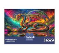 Pterosaur Impossible Hard Difficult Challenging 1000 Piece Puzzle - Rainbow Dragon Reflection Psychedelic Dynamic Vivid for Adults Decompression Great Gift Idea38x26cm/1000pcs