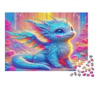 Pterosaur Jigsaw Puzzle 1000 Pc Recycled Paper Colorful Winged Blue Dragon in Vibrant Setting Adult Jigsaws Educational Game Challenge Family Game Great Gift Idea 52x38cm/1000pcs
