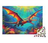 Pterosaur Jigsaw Puzzle Colorful Dragon Flies over Flora Adult Jigsaws Impossible Hard Difficult Challenging Family Game 38x26cm/1000pcs
