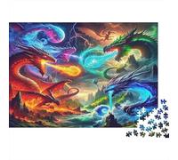Pterosaur Jigsaw Puzzle for Adults: Colorful Fantasy Dragons Fun Present & Activity for Home Wall Decor 38x26cm/1000pcs