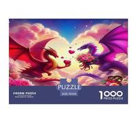 Pterosaur Jigsaw Puzzle Two Dragons Share Heart in Clouds Adult Jigsaws Puzzles for Adults Kids Fun And Challenging Family Game 70x50cm/1000pcs